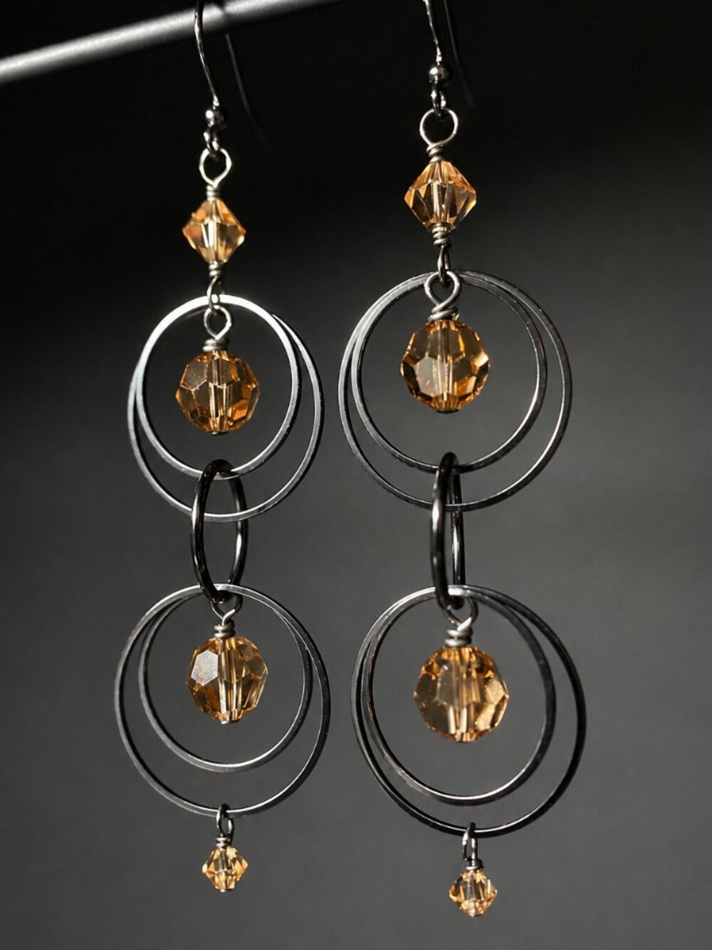 Amber Swarovski Crystal Circle Earrings